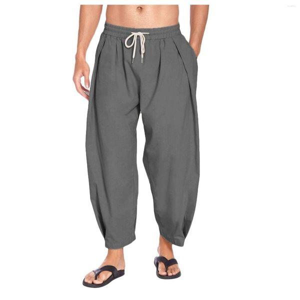 Pantalones de hombre Harem Verano Algodón Streetwear Cloose Joggers Hombre Recortado Causal Hombre Multicolors Pantalones de playa