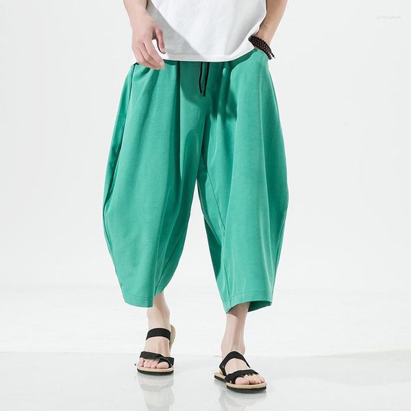 Pantalones para hombres pantalones cortos de playa hawaii verano fresco seda seda japonesa delgada ancho de la pierna del ternero