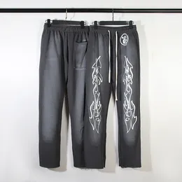 Pantalon pour hommes Hellstar Studios Hell Arrivée Impression Casual Coton Lettre Logo Hommes Femmes Lavage Noir Dégradé Rendu Cordon Pantalon