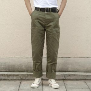 Pantalon masculin Herringbone Twill pantalon militaire rétro 70s armée hbt vert ajustement