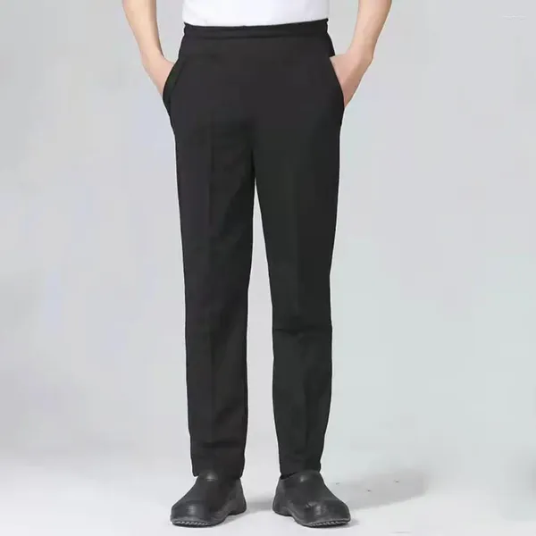 Pantalons pour hommes Pantalons haut confort Chef unisexe avec taille élastique Tissu respirant Poches sécurisées pour la cuisine de service de restaurant