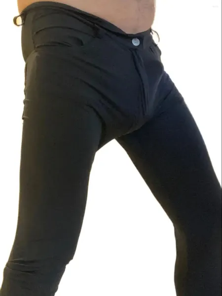 Pantalon pour Homme Haute Élastique Soie Glacée Crayon Élastique Coupe Parfaite Pantalon Décontracté Très Extensible Sexy Transparent Maigre Respirant Leggings
