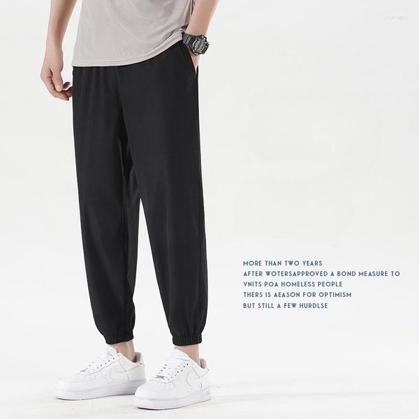 Pantalones de hombre de seda de hielo de alta elasticidad para mallas casuales flacidez fresca y secado rápido deportes holgados Hosen Joggers hombres