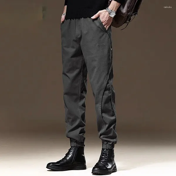 Pantalones para hombres de gama alta otoño casual cargo hombres moda americana marca negro suelto pierna recta corsé pantalones de gran tamaño