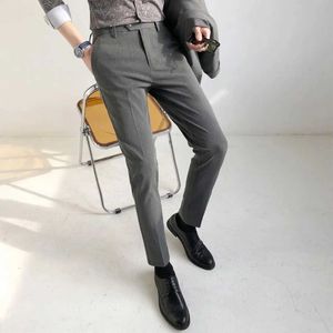 Herenbroek high -end set heren lente/zomer nieuwe luxe Koreaanse slanke fit broek mode casual broek j240507