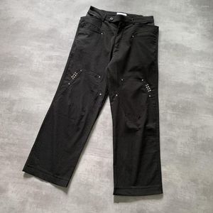 Pantalones de hombre de alto lujo para hombre 2023 clásico KIKO plisado remache cómodo algodón Parkour sudor Casual pantalones de chándal monos #352