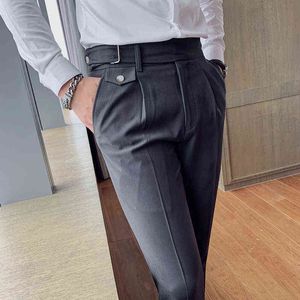 Herenbroeken Hoge kwaliteit Britse stijl Business Casual Slim Fit Men Dressbroek Solid All Match Formal Wear Office broek Heren 36-290221V23