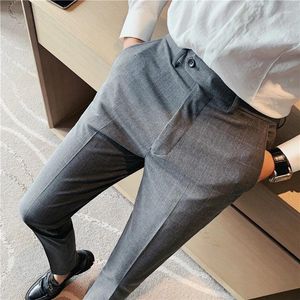 Pantalons pour hommes de haute qualité Business Casual Slim Fit Plaid Hommes Robe Spring All Match Pantalon de bureau droit Formel Wear 28-36