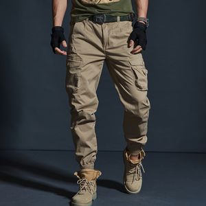 Herenbroek Hoogwaardige Kaki Casual Men Militaire tactische joggers Camouflage Lading Multi -pocket Mashions Black Army Trousers 230325