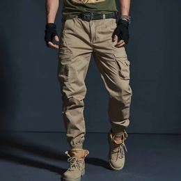 Pantalons pour hommes Pantalons décontractés kaki de haute qualité pour hommes, jogging tactique militaire, pantalon cargo de camouflage, multi-poches, mode, pantalon de l'armée noire 231120