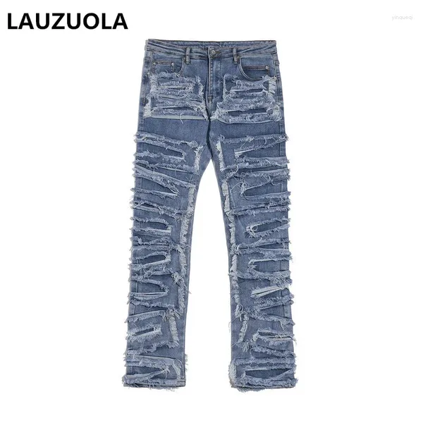 Pantalones de hombre Vaqueros azules de lujo de alta calidad Hombre rasgados