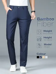 Pantalons pour hommes de haute qualité de luxe droit costume d'affaires hommes bambou fibre designer printemps été élégant décontracté long pantalon formel mâle