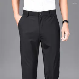 Herenbroek Hoogwaardige Luxe Luxe rechte zakelijke pak Bamboe vezelontwerper Spring Summer Elegant Casual Formal Trouser Black