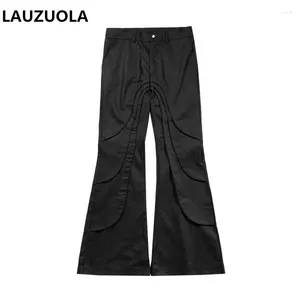 Pantalons pour hommes de haute qualité de luxe ciré évasé jambe large cargo décontracté