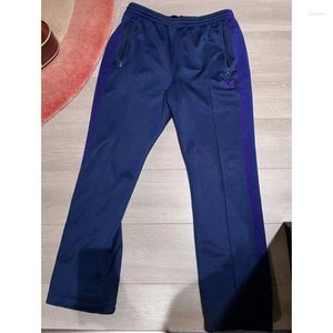 Pantalon pour hommes Aiguilles de haute qualité Papillon brodé côté palmé Pantalon de survêtement décontracté Pantalon de mode bleu foncé pour hommes femmes