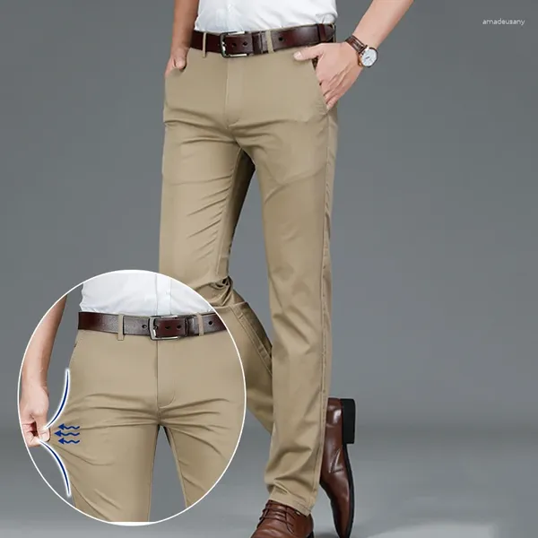 Pantalones para hombre de alta calidad, lisos, informales, de negocios, a la moda, versátiles, sueltos, pierna recta, coreanos, de talla grande 28-40 42