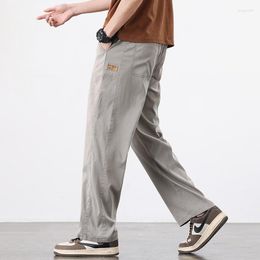 Herenbroek Hoge kwaliteit Soft Cozy Lyocell-stof Dunne baggy rechte elastische taille Korea Streetwear Jogger Casual broek mannelijk