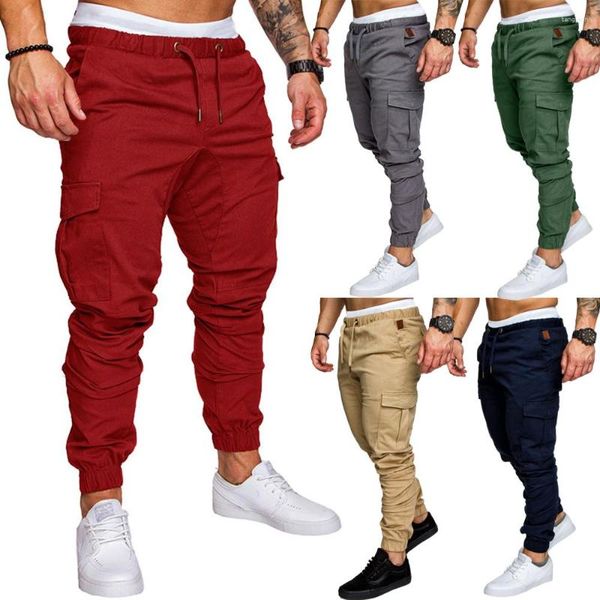 Pantalones para hombres de alta calidad de color sólido casual hombres militares tácticos joggers multibolsillos pantalones de carga pantalones de chándal hip hop ejército pantalón