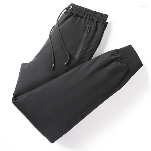 Pantalones de hombre de alta calidad, moda térmica, Color sólido, invierno, algodón, pantalones de chándal gruesos y cálidos, pantalones de ocio al aire libre