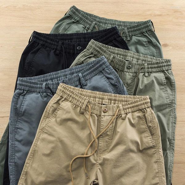 Pantalones de hombre de alta calidad, monos para hombre, pantalones de chándal negros recortados con banda en el tobillo, Cargo para hombre