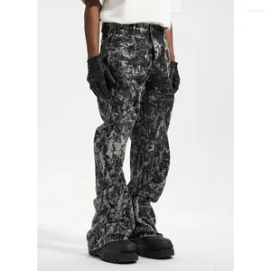 Pantalons pour hommes haute rue Bandhnu détresse jean droit pantalon décontracté pantalons de survêtement Y2k Streetwear Techwear vêtements vêtements