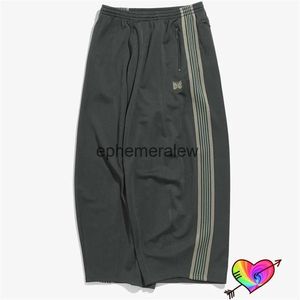 Pantalons pour hommes High Street Aiguilles à jambes larges Pantalons Tra 2023 Hommes Femmes 1 1 Aiguilles vertes Pantalon Broderie Papillon Oversize AWGE Pantalon éphémère