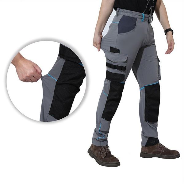 Pantalons pour hommes pantalons de travail très extensibles multi-poches pantalons Cargo pour hommes avec rayures réfléchissantes vêtements de travail haute visibilité genouillères pour hommes