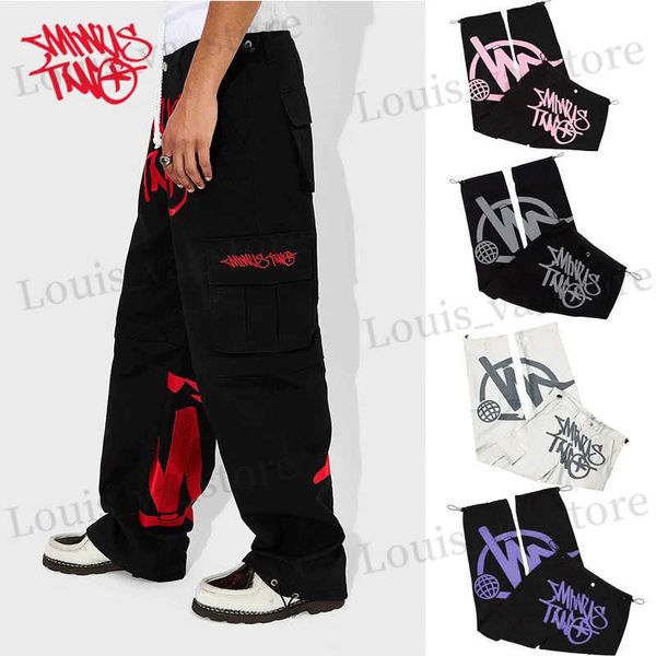 Pantalones para hombres Hip Hop Hip Hop múltiples Pantalones de carga para hombres Mujeres Casco Casual Holte holgado RED MINUSTWO T240419