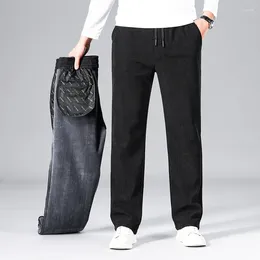 Pantalones para hombres Hombres de talle alto con felpa y tubo recto de núcleo ligero engrosado suelto otoño / invierno