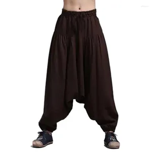Pantalon masculin hip hop danse plus taille coton lin large jambe harem coréen vintage joggers pantalon lanterne 5xl cargo