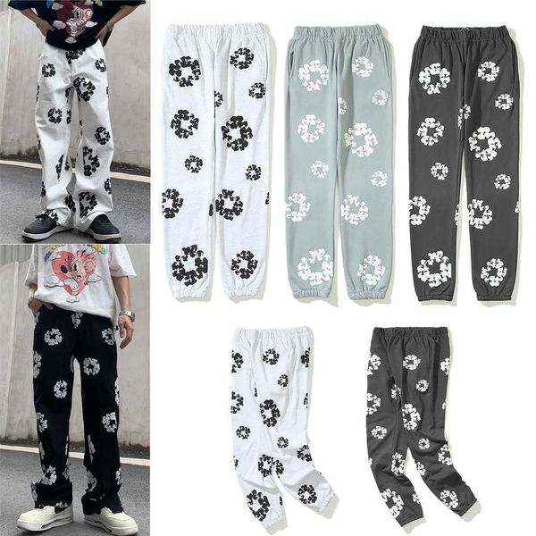 Pantalons pour hommes Hip Hop High Street Streetwear Femmes Harajuku Joggers Floral Clouds Pantalon ample à jambe droite Poches Coton éponge T221205