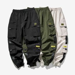 Pantalons pour hommes Hip Hop Joggers Cargo Pants Hommes Sarouel Multi-Pocket Ribbons Man Sweatpants Streetwear Casual Mens Pants S-5XL 230418