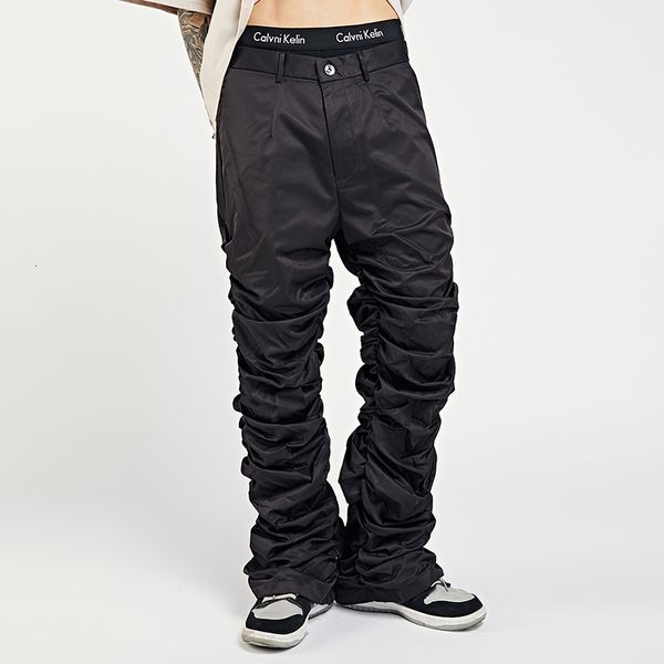 Pantalons pour hommes Hip Hop rétro drapé droit blanc noir pantalons pour hommes lâches plissés surdimensionnés pantalons décontractés Harajuku pantalons de survêtement baggy 230726