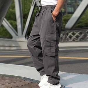 Pantalones de hombre Estilo Hip Hop Carga versátil Cintura elástica con estilo Pantalones con múltiples bolsillos para comodidad a la moda