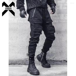 Pantalon masculin Hip Hop Tactical Cargo Men Functional Multi Pocket Pantums 2024 Élastique Fahsion Streetwear Streetwear Pant Techwear