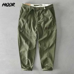 Pantalon masculin Hiqor Brand Mens 100% coton Pantalon décontracté 2024 Spring Men Fashion Metal Baille Boucle Pantalon Hip Hop Hop Man Pant 28-38 D240425