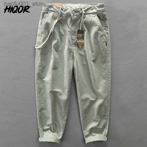 Herenbroeken hiqor merk overalls man lading broek mode heren vracht casual stevige broek pocket sling ontwerp vintage hiphop streetwear heren q240529
