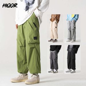 Pantalones de hombre HIQOR Spring Cargo Pants Hombre Summer Streetwear Pocket Zipper Design Green Joggers Hombre Casual Baggy Black Harem Pantalones Hombre Z0225