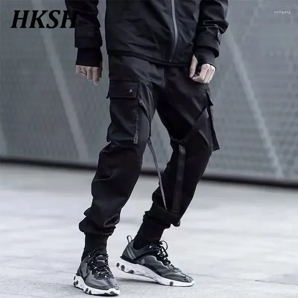 Pantalones para hombres HKSH Monos funcionales Malla Streetwear Cargo Tide Primavera Otoño Punk Táctico Darkwear Pantalones de bolsillo HK0374