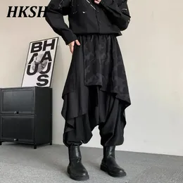 Pantalones para hombres HKSH Capas de ratón volador en capas Button Tide Dark Tide Punk Irregular Sports Sports Falda de gran tamaño HK0023