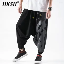 Pantalones para hombres HKSH primavera otoño verano estilo chino algodón de texto casual impreso holgazánz