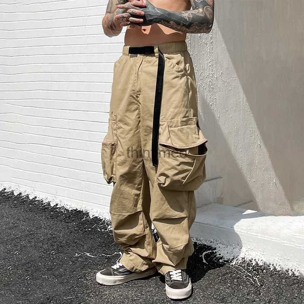 Pantalones para hombres HOUZHOU Baggy Black Cargo Pants Men American Streetwear Oversize Khaki Cargo Pantalones Bolsillo Suelto Casual Hip Hop Ropa de trabajo YQ231213