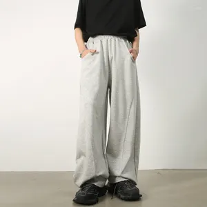 Herenbroek Houzhou baggy jabbers heren wide been casual oversized grijze broek mannelijk losse Koreaans streetwear patchwork