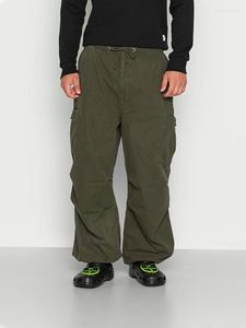 Pantalones de hombre HOUZHOU Oversize Cargo Men Paracaídas Trabajo Pantalones de pierna ancha Hombre Negro Vintage Suelto Casual Verde American Street Algodón