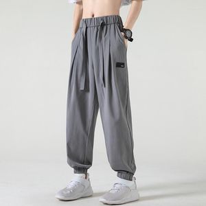 Herenbroek houzhou zomer ijs zijden vloeistof mannen casual broek man mannelijk joggen zwart losse Japanse bodems Koreaans ademend