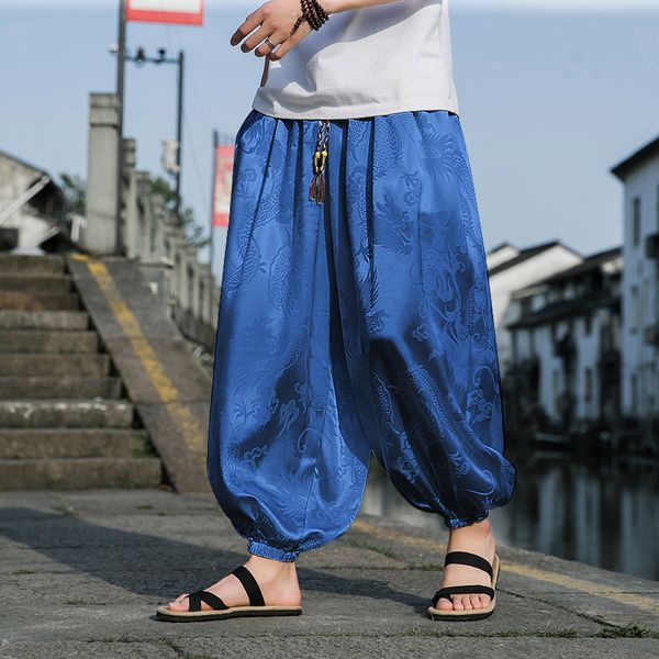 Pantalon pour hommes glace Dragon Modèle Dark Flower Beach Bloors Retro Casual Wideleleg Harajuku Fashion Hiphop Jogging 230307