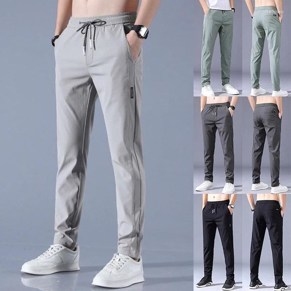 Pantalons pour hommes Ice Soie Hommes Respirant Long Pour Homme Mode Casual Pantalon Mâle Bas Élastique Vêtements Lâches