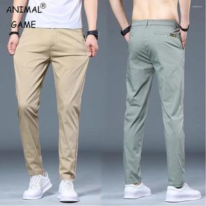 Pantalon masculin glace de soie hommes mince extensible léger l'été élastique coton coton classique pantalon coréen masculin grand jogging sweatwear