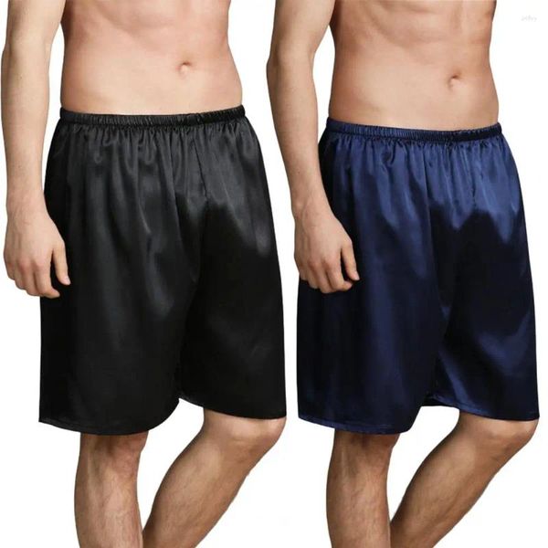 Pantalones para hombres pantalones cortos de seda de hielo Pajamas hombres 2024 salón de verano pantalones de sueño durmiendo pantalones de playa masculina ropa de casa