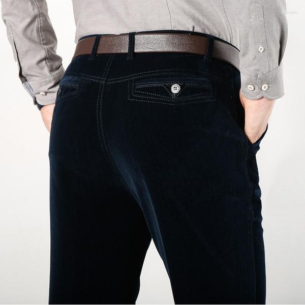 Pantalon pour hommes ICPANS Classic Straight Loose Corduroy Hommes Stretch Summer Business Casual Noir Kaki Bleu Long Pantalon 2024